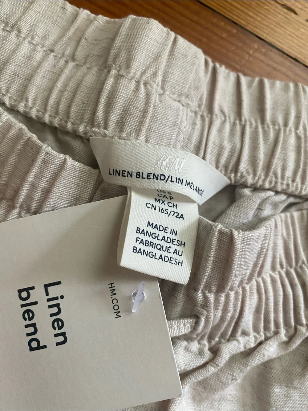 H&M Wide-Leg Linen-Blend Pants in Light Beige, new with tags / never worn